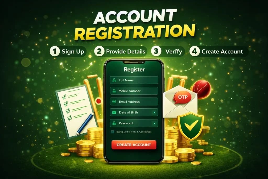 CricketBet9 account registration process on mobile screen